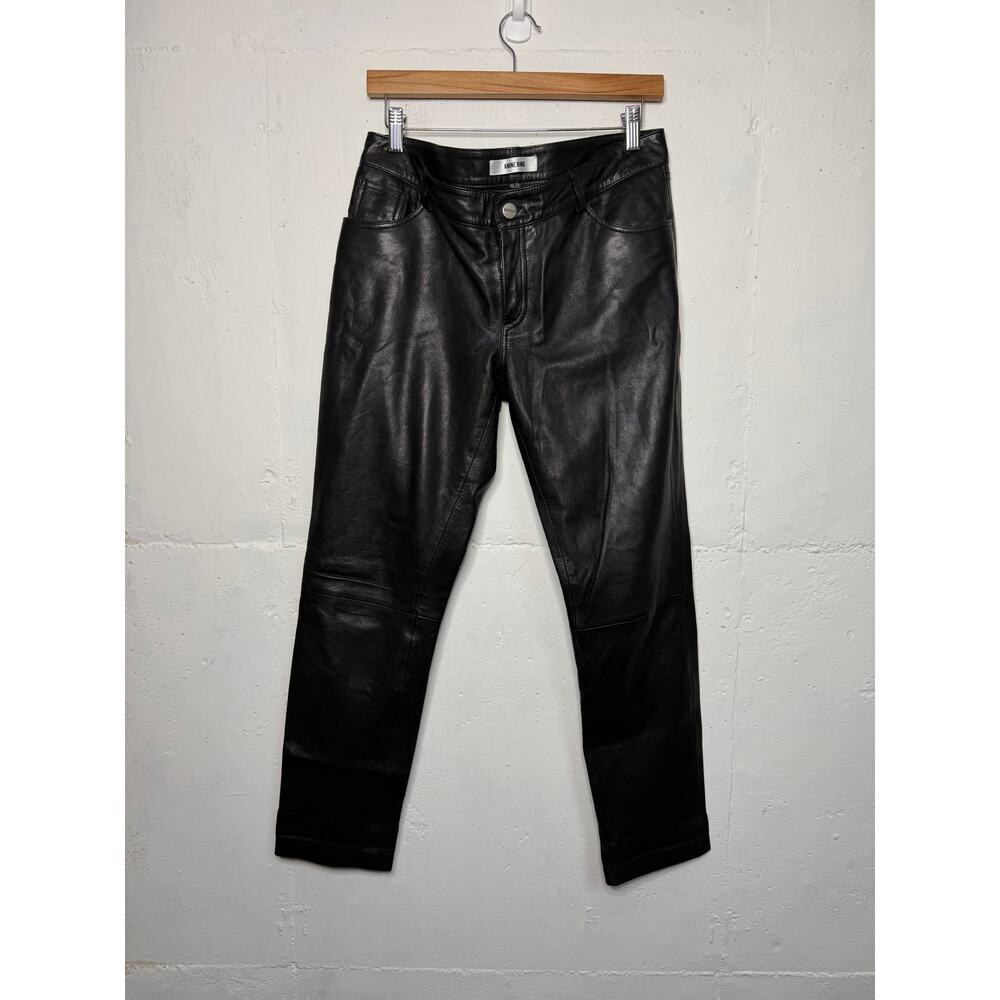 Anine Bing Lamb Leather Black Straight Leg Pants Womens Size Medium